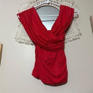 Abercrombie and Fitch Red Scoop neck top